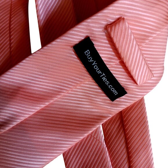 BuyYourTies.com Pink Ribbed Mens Tie 58" 3.5" - Picture 4 of 4